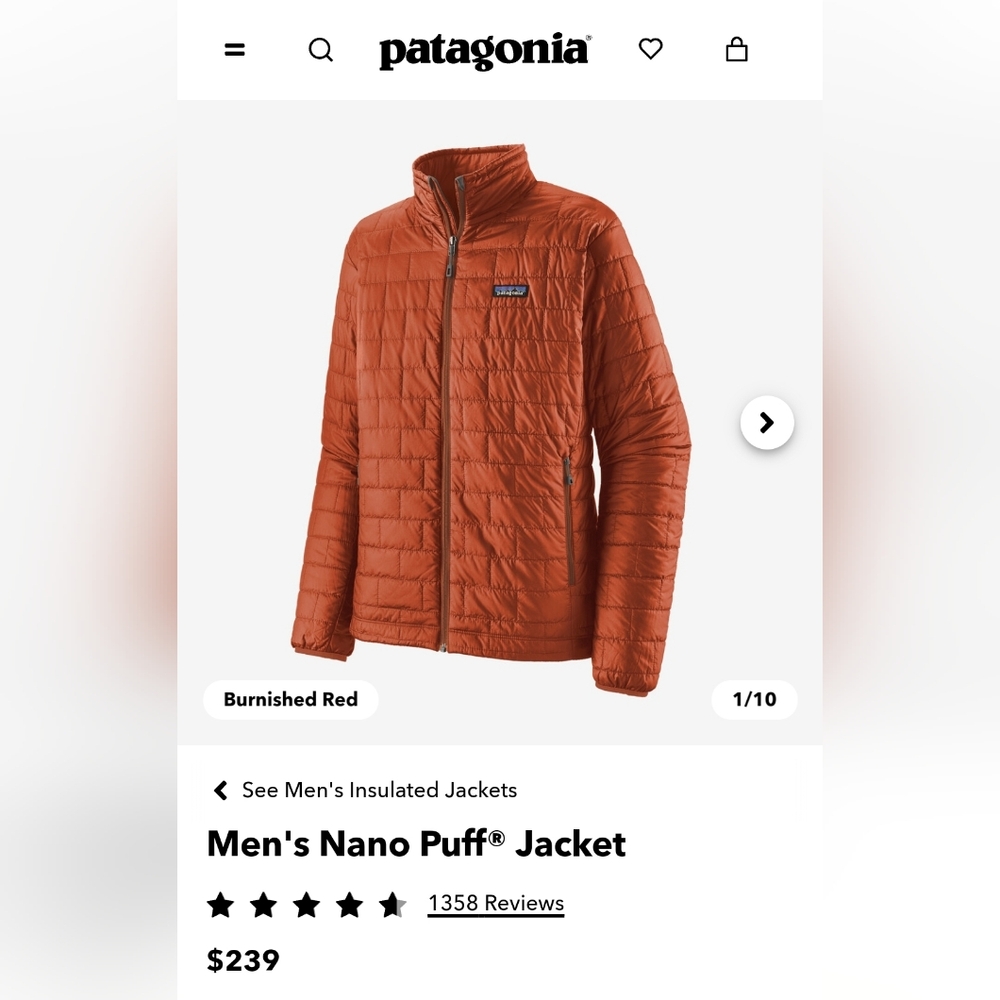 Patagonia Nano Puff Men's Jacket sz S NWT!